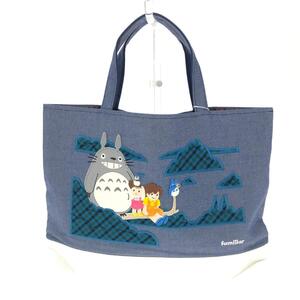 未使用品◆FAMILIAR ファミリア となりのトトロ トートバッグ◆ ブルー 綿100％ キッズ bag 鞄