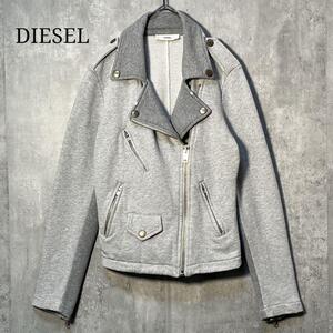 名品☆ DIESEL ディーゼル バイカラー ダメージ加工 スウェット ダブルライダースジャケット