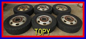 ■中古タイヤホイール■　TOPY 19.5インチ 6.75J +136 6H 222.25 BRIDGESTONE W900 245/70R19.5 TB トラック ６本 激安 送料無料 K441