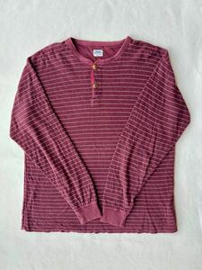 中古美品TENDERLOIN テンダーロイン長袖ボーダーカットソー エンジ L ヘンリーネックTenderloin HENLY NECK L/S TEE