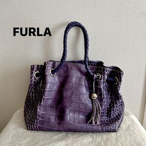 FURLA フルラ トート バッグ パープル シンプル デザイン レディース THR-417