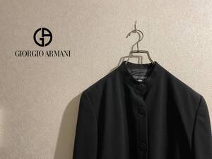 ◯ イタリア製 GIORGIO ARMANI バンドカラー ジャケット / ジョルジオ アルマーニ テーラード スタンド ブラック 黒 42 Ladies #Sirchive