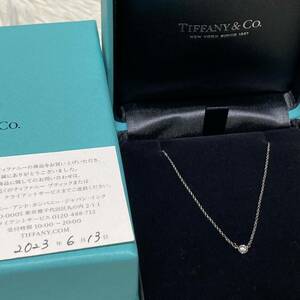 極美品 箱付き Tiffany&Co. ティファニー エルサ・ペレッティ バイザヤード ネックレス PT950 プラチナ ダイヤ 現行 0.12ct アクセサリー