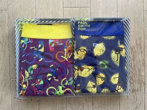 即決！ポールスミス！PAUL SMITH POP SHORT BOXER ショートボクサー 2枚組 L レモン柄ネイビー&自転車柄パープル