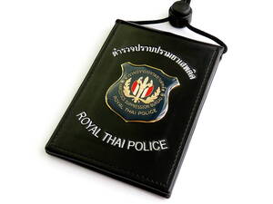 レア品！限定1個！★タイ王国警察★ROYAL THAI POLICE★ポリスグッズ★警察グッズ★身分証明証ケース★縦開き★ブラック★黒