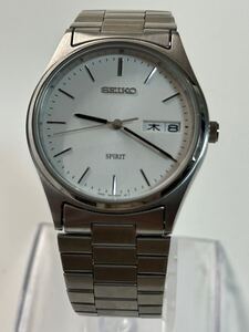 稼働品 SEIKO セイコー SPIRIT スピリット 7N43-7B60 白文字盤 デイデイト 3針 アナログ シルバー メンズ QZ クォーツ 腕時計