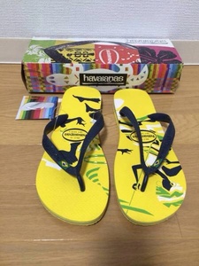 限定モデル ハワイアナス havaianas BRASIL ブラジル SAMBA サンバ 27.0～27.5cm 41/42サイズ 箱付き デッドストック 黄色×紺 イエロー