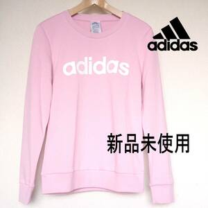 新品未使用◆送料無料(レディースL)アディダス adidas ピンク 薄手スウェット ロゴトレーナー