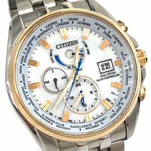 超美品 CITIZEN シチズン Eco-Drive エコドライブ 腕時計 AT9064-53A H820-T021701 電波ソーラー ダブルダイレクトフライト 箱付き 動作OK