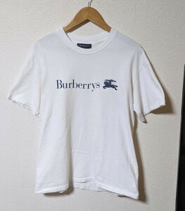 希少 USA製 80sヴィンテージ BURBERRYS VINTAGE バーバリー ヴィンテージ 80s ロゴ ホワイト Tシャツ 半袖 シャツ ホワイト M コットン 90s