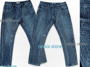 ★モテオヤジ！ヘヴィ アメリカン ステッチ使い ウォッシュド テーパード デニムパンツ S～2XL メンズ 大きいサイズ ヴィンテージ★B402