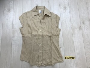 GAP ギャップ レディース オープンカラー フレンチスリーブ リネンシャツ 小さいサイズ XS ベージュ