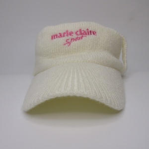 マリクレール MARIE CLAIRE SPORT ニット サンバイザー ホワイト ロゴ刺繍 a255 0923 レディース