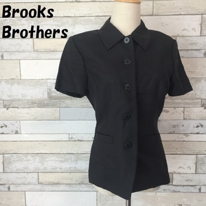 【人気】Brooks Brothers/ブルックスブラザーズ ウール混 半袖ジャケット ブラック サイズ9AR レディース/A588