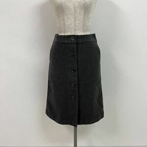 MARGARET HOWELL マーガレット ハウエル ウール ヘリンボーン ボタン スカート サイズ 1 グレー 系 SKIRT