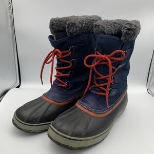 K487 SOREL ソレル スノーブーツ メンズ US11 29cm ネイビー ブラック ボア WATER PROOF