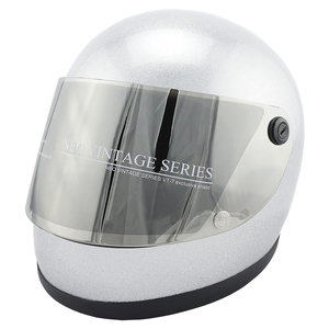 フルフェイスヘルメット メタリックシルバー×シルバーミラーシールド Lサイズ:59-60cm対応 VT7 NEO VINTAGE VT-7 ステッカー付き