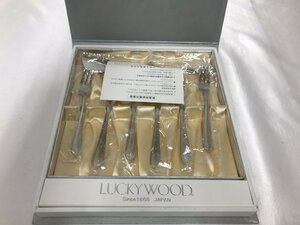 キングラム[12] ★未使用★ LUCKY WOOD ラッキーウッド デザート フォーク カトラリーセット ステンレス 日本製 001@K11 ★送料無料★