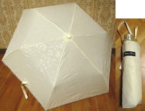 *送料無料*新品*アイボリー×花柄*レース*3段折りたたみ傘*晴雨兼用*UPF50+*