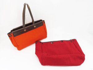 ◇【HERMES エルメス】エールバッグ カバスGM トートバッグ レッド/オレンジ