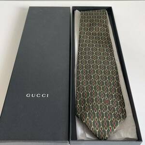 グッチ（GUCCI） 緑シェリーラインホースビットGGロゴネクタイ