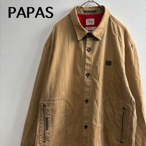 PAPAS パパス　シャツジャケット　ジャケット　長袖シャツ　トップス　ワークシャツ　