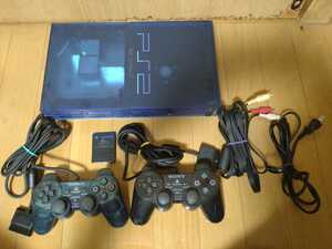 ①【動作確認済】 SONY PS2 PlayStation2 SCPH-37000 オーシャンブルー コントローラ・一式付