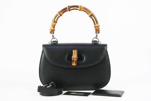 【超美品】GUCCI グッチ 新型バンブー 2WAYショルダー ターンロック ハンドバッグ 409398・204991【RR26】