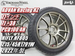 ●【歪み無し!!】 YOKOHAMA ADVAN Racing RZ 17インチ 7J +38 PCD100 4H HIFLY HF805 215/45R17 22y ヤリス ロードスター スイフト 棚P-2