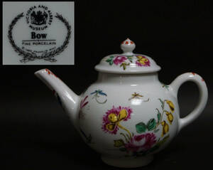 【閑】茶道具 イギリス製 BOW Fine Porcelainティーポット花蝶々急須☆3D1027■