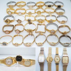 A37●美品含む 30点セット GOLD COLOR ゴールド金 レディース腕時計 CITIZEN/SEIKO/CASIO/Folli Follie 他 大量まとめ 機械式含む クォーツ