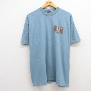 【30%OFF】XL/古着 ヘインズ 半袖 ビンテージ Tシャツ メンズ サンタフェ ココペリ ホピ族 コットン クルーネック 薄紺 ネイビー 24may 3OF