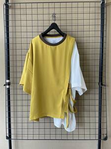 タグ付き 未着用【LiNoH/リノー】LiNoH × 伊藤健人 Layered Cut And Sewn size3 YELLOW MADE IN JAPAN レイヤード カットソー Tシャツ TEE