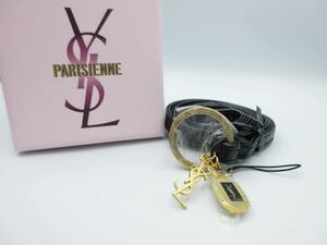 【未使用】箱付き★ イブサンローラン ロゴ YSL 携帯 ストラップ キーホルダー Yves Saint Laurent ヴィンテージ プレゼント 結婚式 y-p9