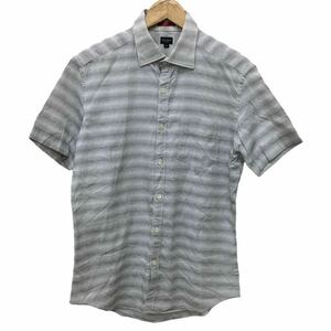 ☆H-405 Paul Smith ポールスミス 半袖 ポケット シャツ トップス size L グレー系 柄 メンズ