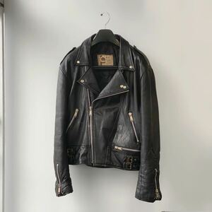 貫禄の佇まい！ Vintage 70s 80s A.M.I London ダブルライダースジャケット 本革 Leather Biker Jacket ボロの美学 ヴィンテージ