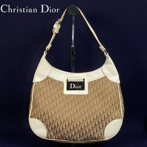 MJ241201-1【希少】ChristianDior ディオール 肩掛け ショルダーバッグ トロッター柄 ヴィンテージ キャンバス×レザー