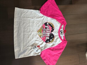 半袖Tシャツ 女の子PUMA ぷーま 半袖 ラグラン ハート Lサイズ ピンク 未使用品 汚れあり