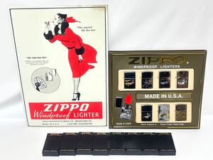 (78) ZIPPO ジッポ ジッポー WINDPROOF LIGHTERSオイルライター 8点セット B-24 Liberator Ju87 Stuka A6M 等 戦闘機 ウインディ 看板付き