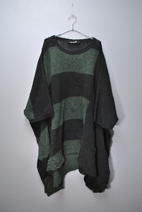 GROUND Y Border poplar knit Jumbo drape knit グラウンドワイ/ニット/セーター/ボーダー/ブラック