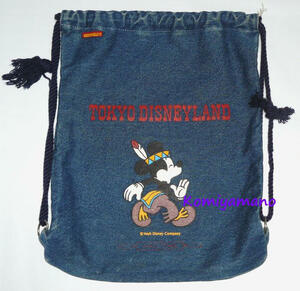 80s ビンテージ ミッキー 東京ディズニーランド ナップサック デニム Mickey Tokyo Disneyland vintage バッグ リュック