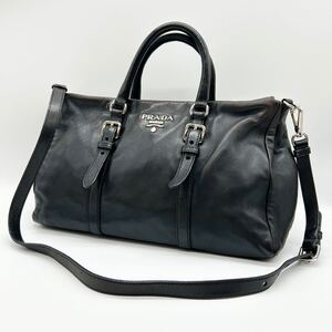 PRADA プラダ 2way レザー ハンドバッグ シルバー金具