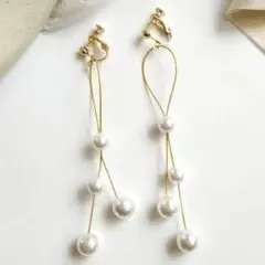 gold pearl earring ゴールド パール レイヤー イヤリング