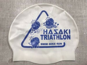 波崎トライアスロン ご当地 スポーツ アウトドア スイムキャップ 水泳帽 シリコンキャップ ユニセックス 白