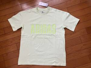 ♪新品タグ付 アディダスadidas リピートアディダスロゴ オーバーサイズ 半袖Tシャツ 定価3,990円　ライムグリーン　L