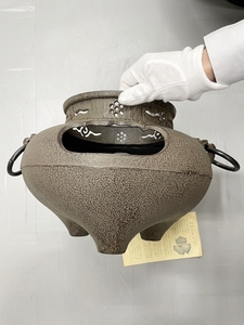 茶釜 鉄瓶　茶道具　サイズ:直径約30cm、高さ約23cm 鐶２個
