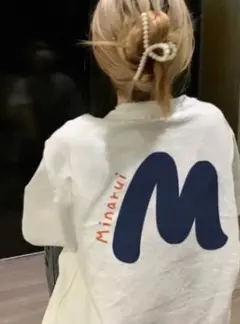 【夏物新作】白　Mロゴ　ユニセックス　半袖　Tシャツ　韓国　XL