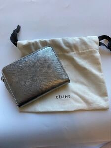 CELINE セリーヌ　ラウンドジップ コンパクトウォレット silverシルバー