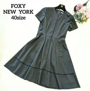 美品　FOXY NEW YORK 　フォクシーニューヨーク　半袖　フレアワンピース　黒　ブラック　L 40size