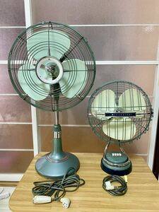 昭和レトロ 2台 Mitsubishi 三菱 扇風機 アンティーク 保管品 ヴィンテージ FAN ELECTRIC ビンテージ ナショナル